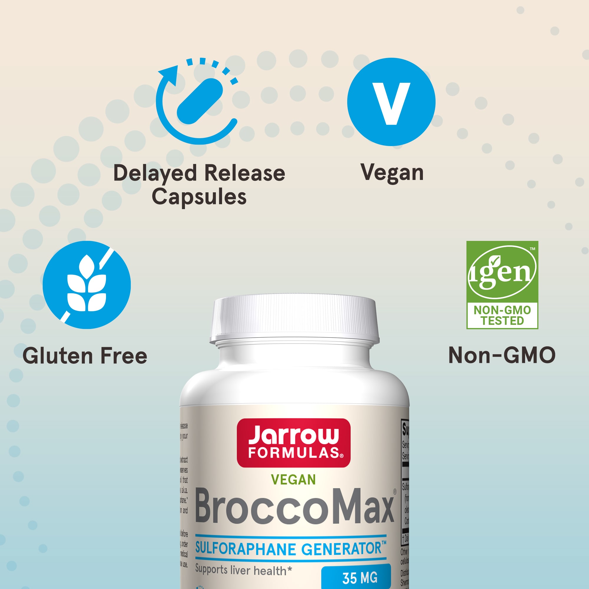 Сульфорафан / брокколи BroccoMax Jarrow Formulas Vegan, 17.50 мг, 60 растительных капсул — фото 6