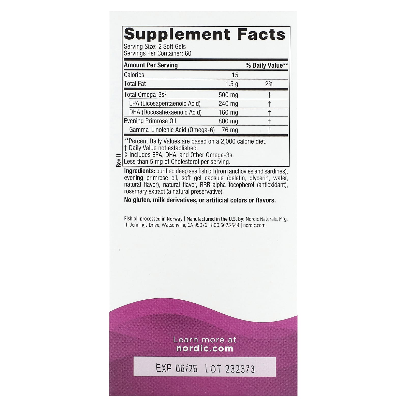 Масло примулы вечерней Nordic Naturals Omega Woman, 120 мягких капсул — фото 3
