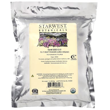 Корень фо-ти Starwest Botanicals Organic Fo-Ti Root Powder Cured, 453.6 г, порошок