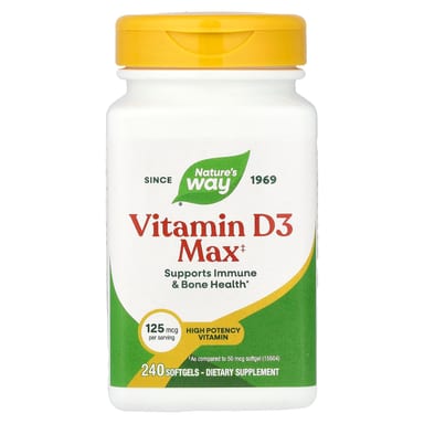 Витамин D3 Nature's Way Max, 125 мкг (5000 МЕ), 240 мягких капсул