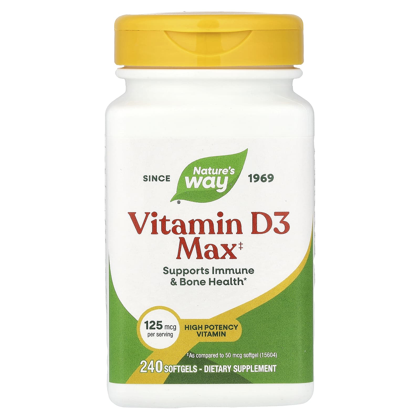 Витамин D3 Nature's Way Max, 125 мкг (5000 МЕ), 240 мягких капсул