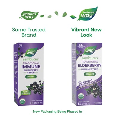 Бузина Nature's Way Sambucus® Traditional Immune Syrup, для детей от 7 лет, 120 мл