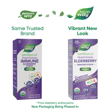 Бузина Nature's Way Sambucus® Organic Traditional Immune Syrup Ages 1, 120 мл