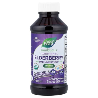Бузина Nature's Way Sambucus® Organic Traditional Immune Syrup Ages 1, 120 мл