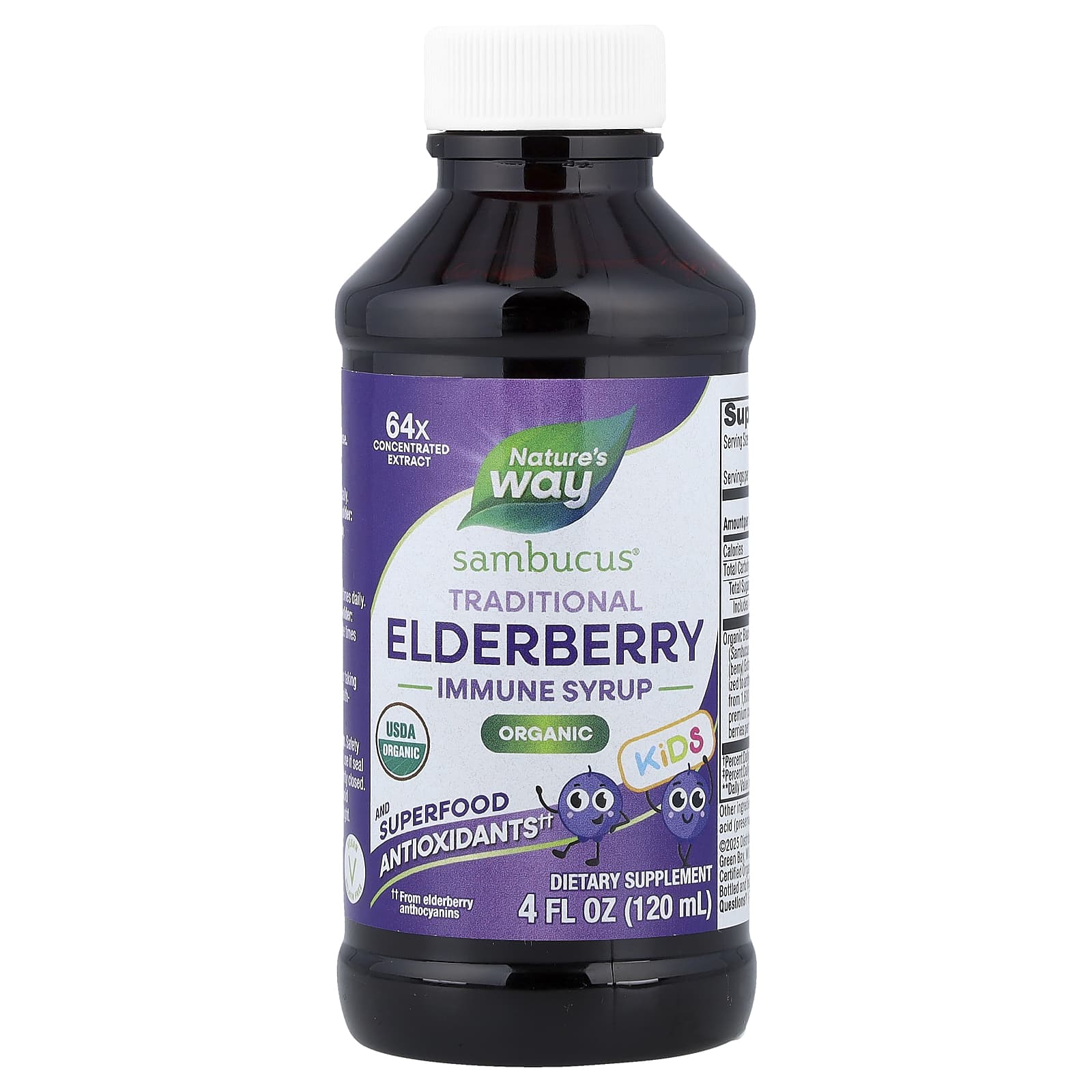 Бузина Nature's Way Sambucus® Organic Traditional Immune Syrup Ages 1, 120 мл — фото 3