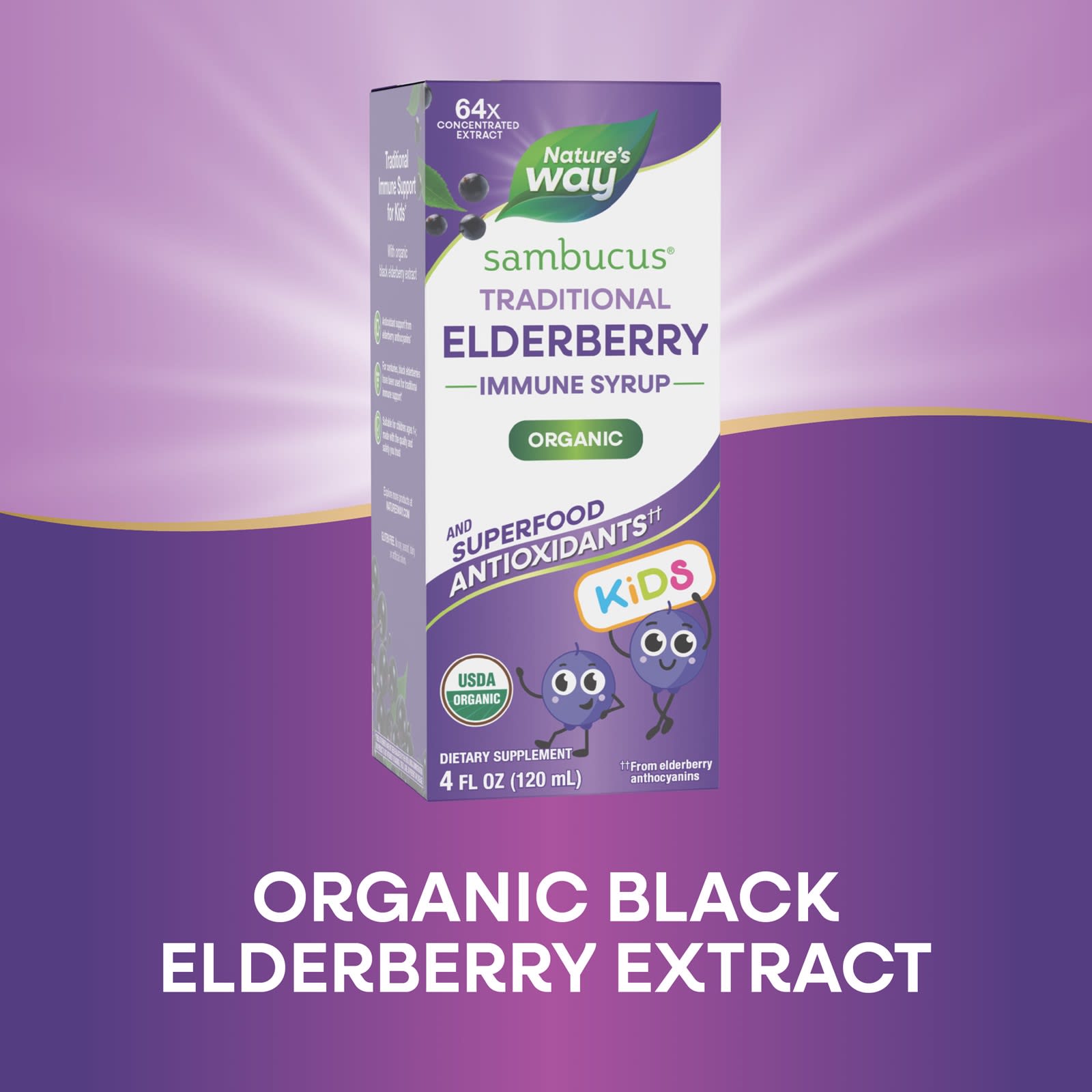 Бузина Nature's Way Sambucus® Organic Traditional Immune Syrup Ages 1, 120 мл — фото 7