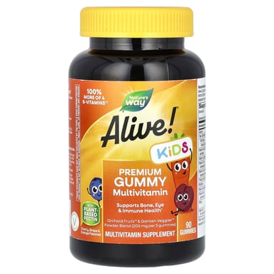 Мультивитамины Nature's Way Alive! Premium Gummy Grape & Orange, оттенок Cherry, 90 жевательных пастилок