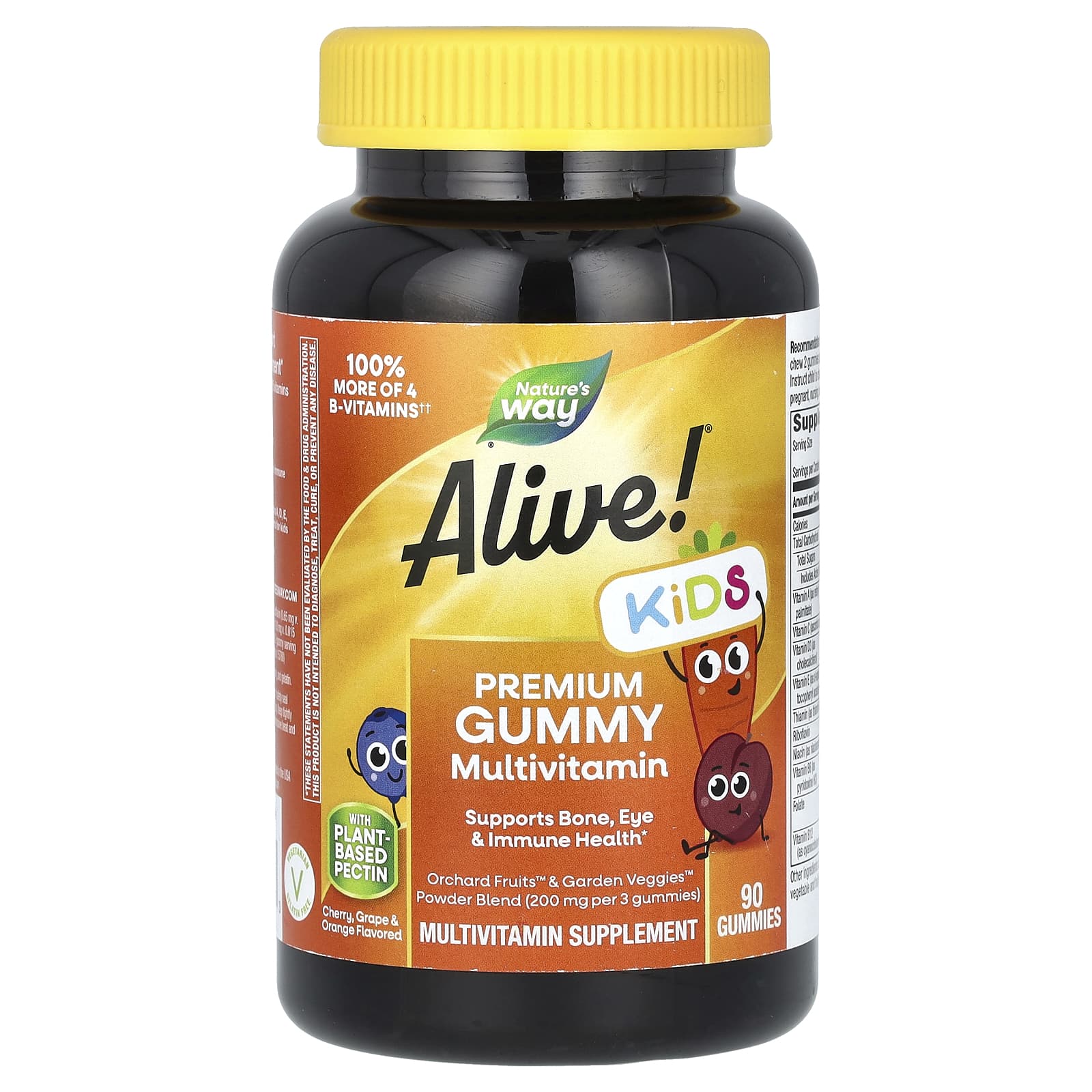 Мультивитамины Nature's Way Alive! Premium Gummy Grape & Orange, оттенок Cherry, 90 жевательных пастилок