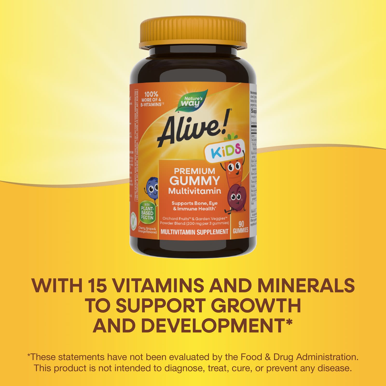 Мультивитамины Nature's Way Alive! Premium Gummy Grape & Orange, оттенок Cherry, 90 жевательных пастилок — фото 4