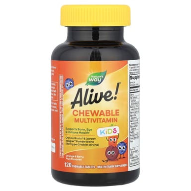 Мультивитамины Nature's Way Alive!® Chewable Ages 2+ Orange & Berry Fruit, 120 жевательных таблеток
