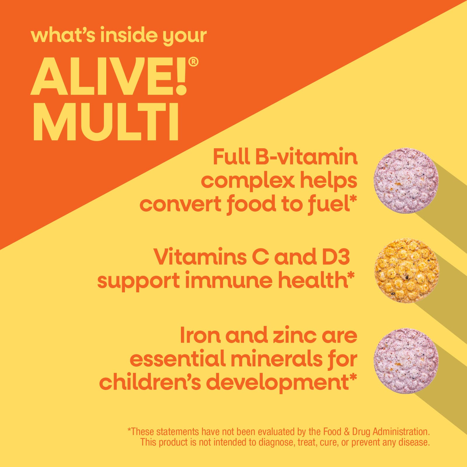Мультивитамины Nature's Way Alive!® Chewable Ages 2+ Orange & Berry Fruit, 120 жевательных таблеток — фото 7