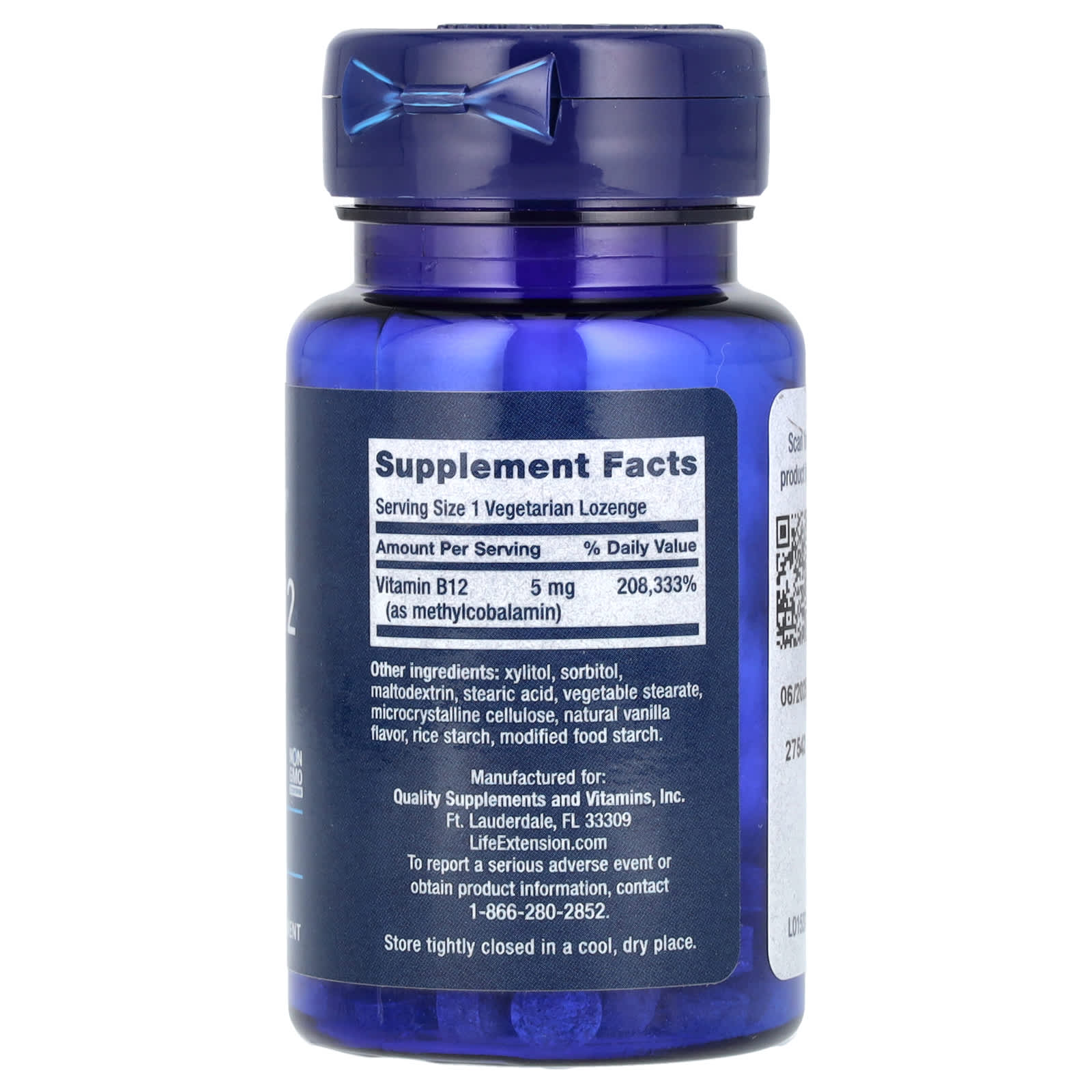 Метил B12 Life Extension Vitamin B12 60 Vegetarian, 5 мг, пастилки