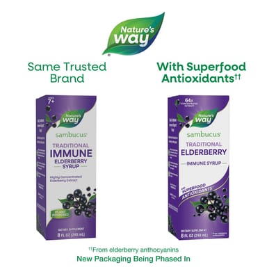 Бузина Nature's Way Sambucus® Traditional Immune Syrup, вкус Elderberry, 240 мл