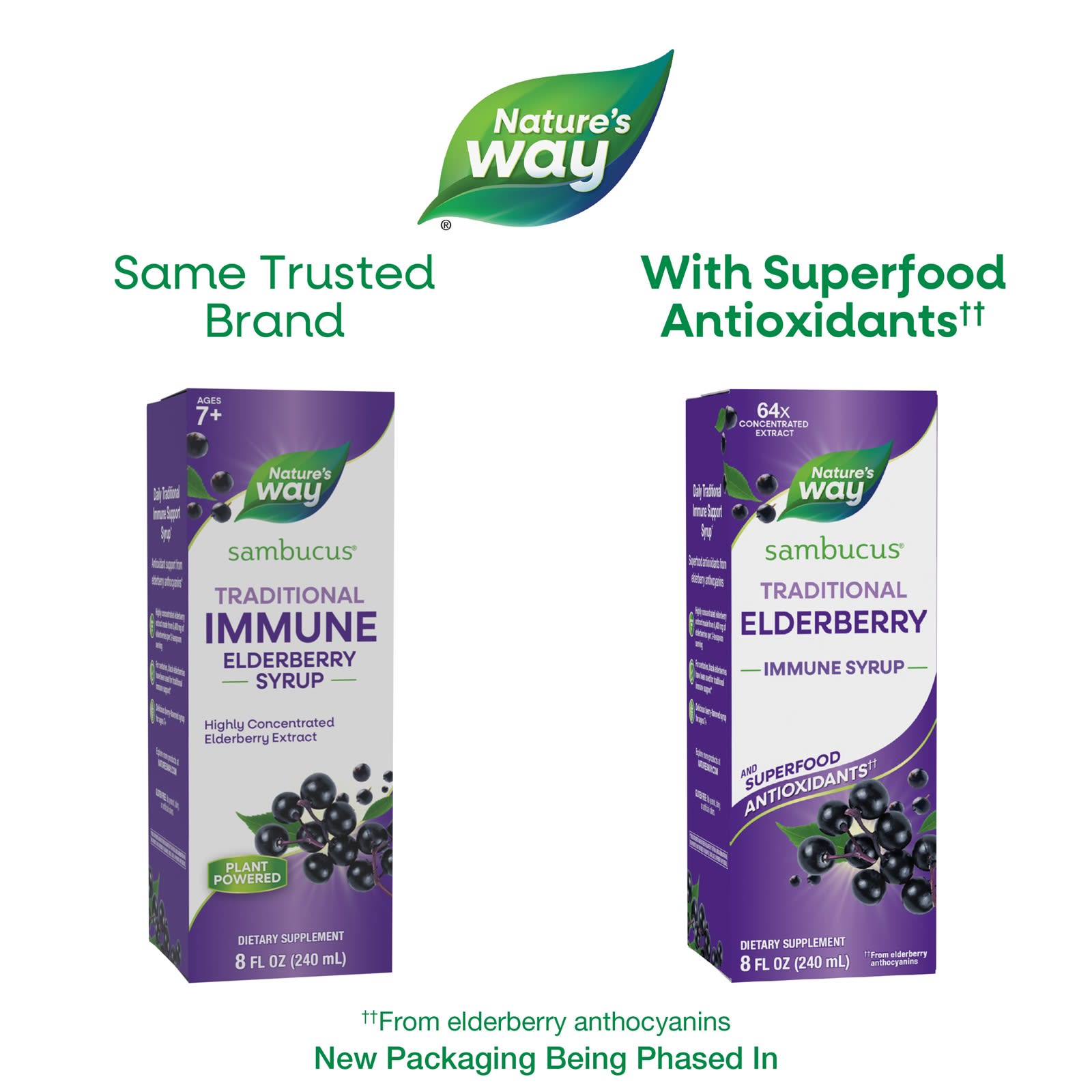 Бузина Nature's Way Sambucus® Traditional Immune Syrup, вкус Elderberry, 240 мл