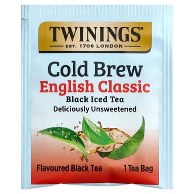 Чай Twinings Cold Brewed Iced Black English Classic Unsweetened, оттенок 20 Tea Bags, 40 г, чайные пакетики