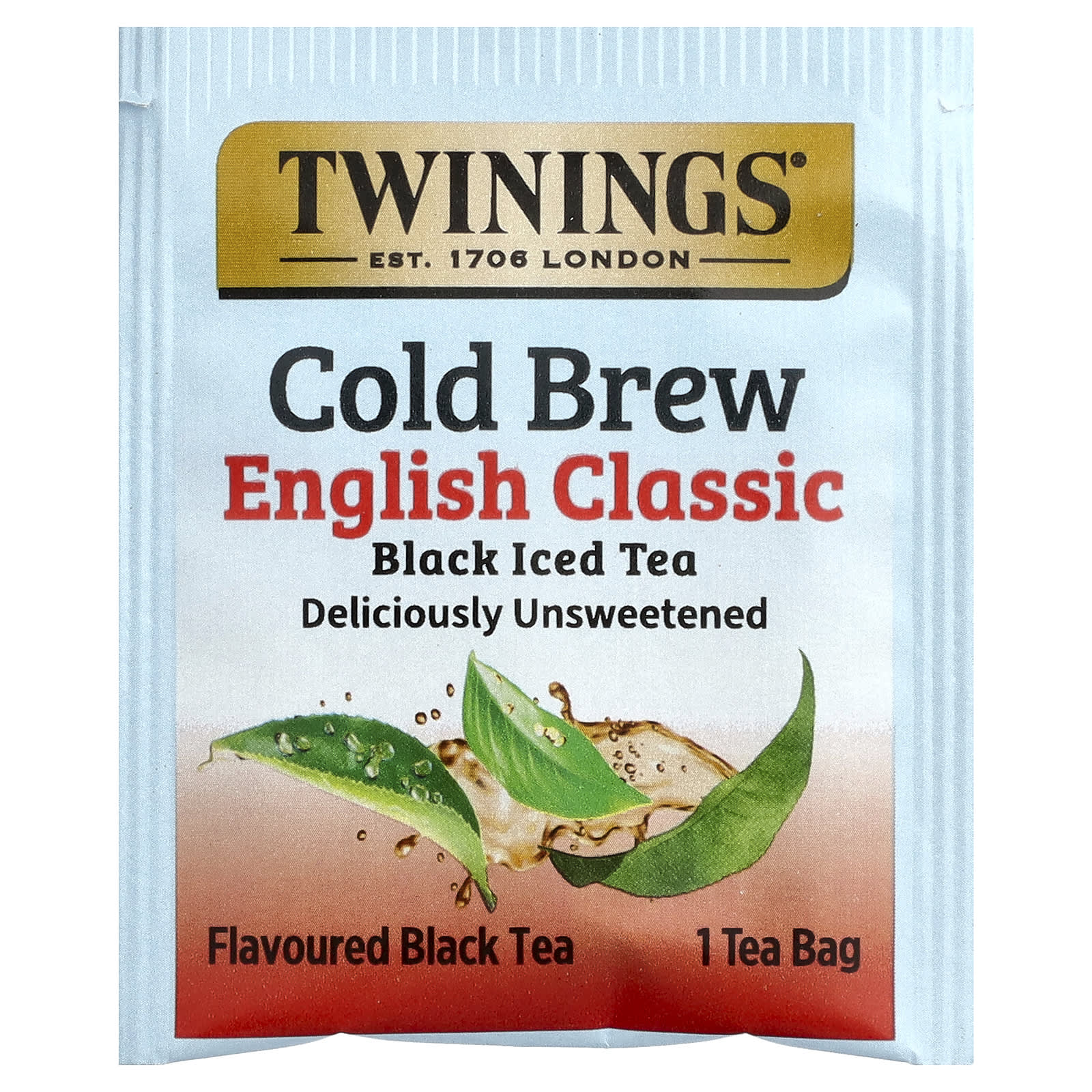 Чай Twinings Cold Brewed Iced Black English Classic Unsweetened, оттенок 20 Tea Bags, 40 г, чайные пакетики