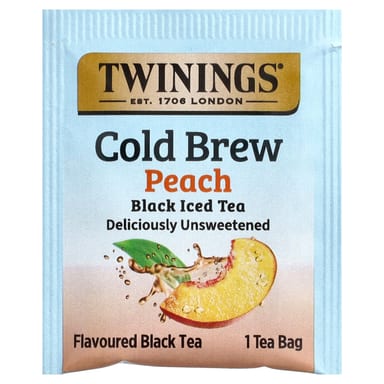 Чай Twinings Cold Brewed Iced Black Peach Unsweetened, оттенок 20 Tea Bags, 40 г, чайные пакетики