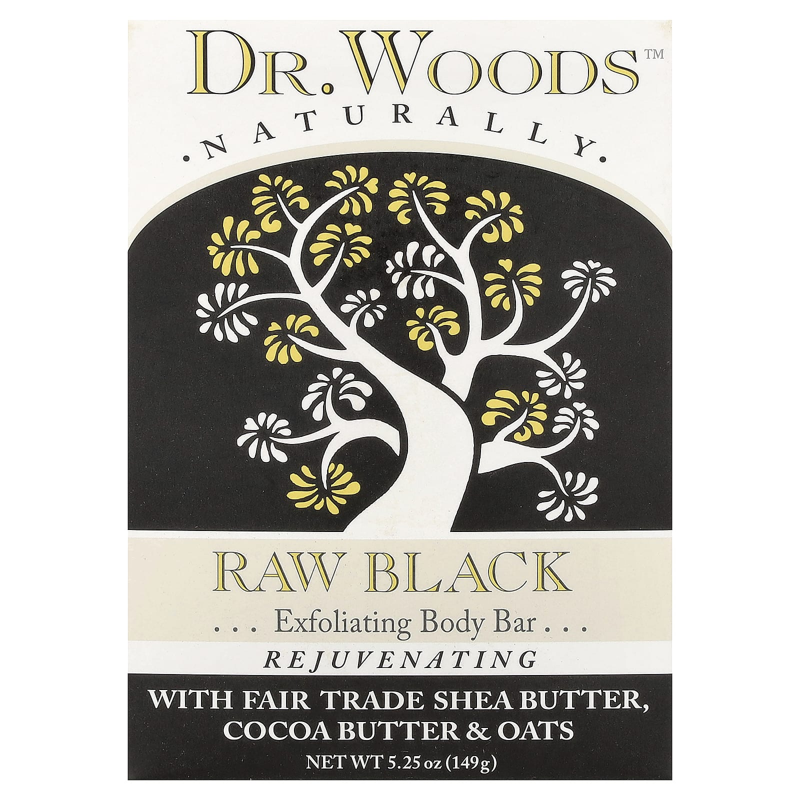 Мыло Dr. Woods Exfoliating Body Soap Raw Black, 149 г, батончик — фото 2