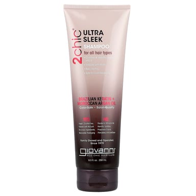 Шампунь Giovanni 2chic® Ultra Sleek For All Hair Types Brazilian Keratin + Moroccan Argan Oil, 250 мл, масло