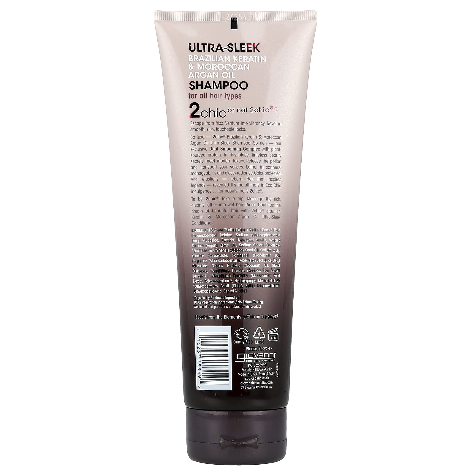 Шампунь Giovanni 2chic® Ultra Sleek For All Hair Types Brazilian Keratin + Moroccan Argan Oil, 250 мл, масло — фото 2