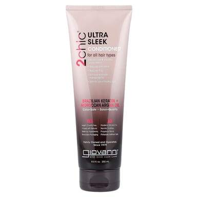 Кондиционер Giovanni 2chic® Ultra-Sleek For All Hair Types Brazilian Keratin + Moroccan Argan Oil, 250 мл, масло