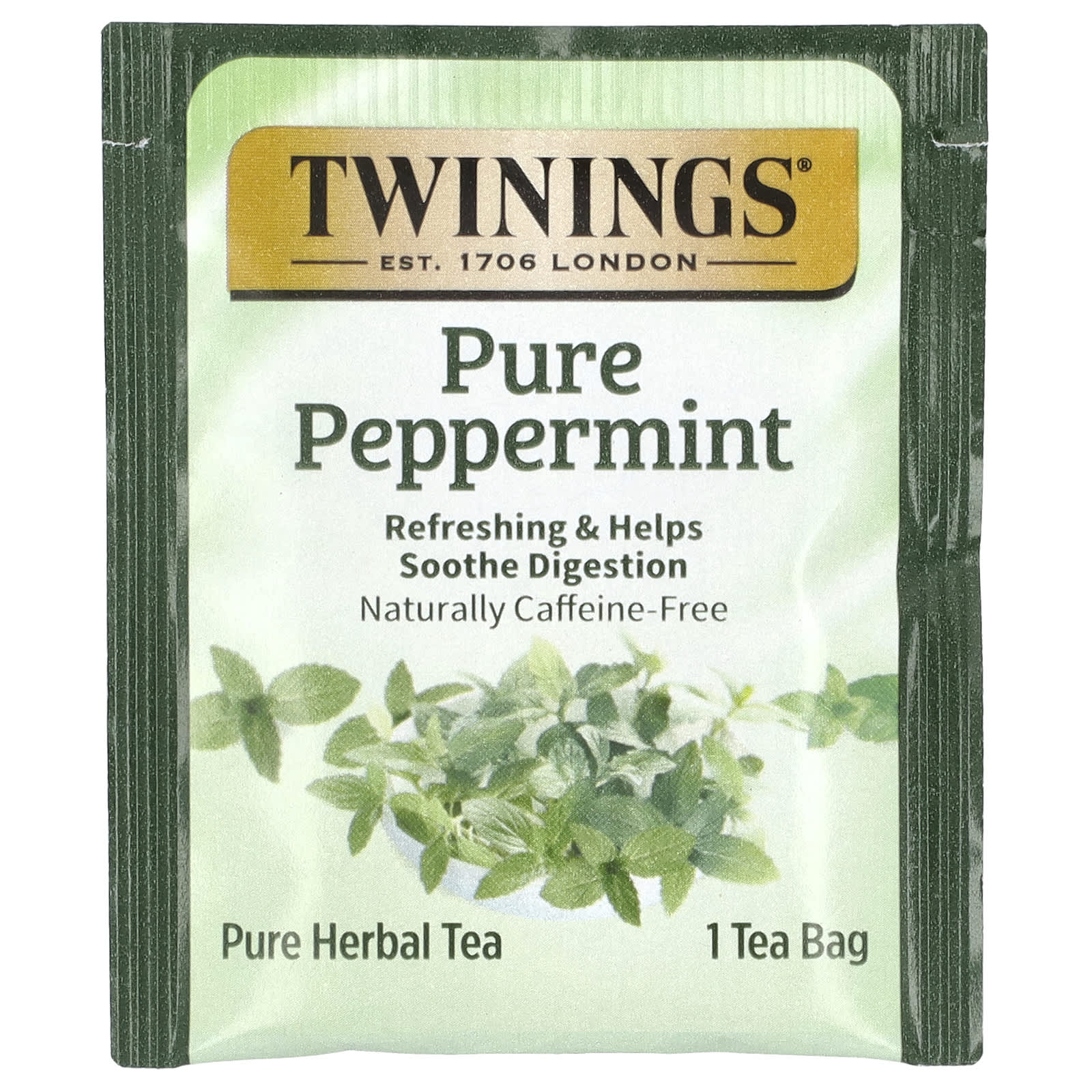 Чай Twinings Pure Herbal Pure Peppermint Caffeine Free, оттенок 25 Tea Bags, 50 г, чайные пакетики — фото 2