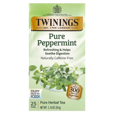 Чай Twinings Pure Herbal Pure Peppermint Caffeine Free, 25 чайных пакетиков, 50 г, чайные пакетики