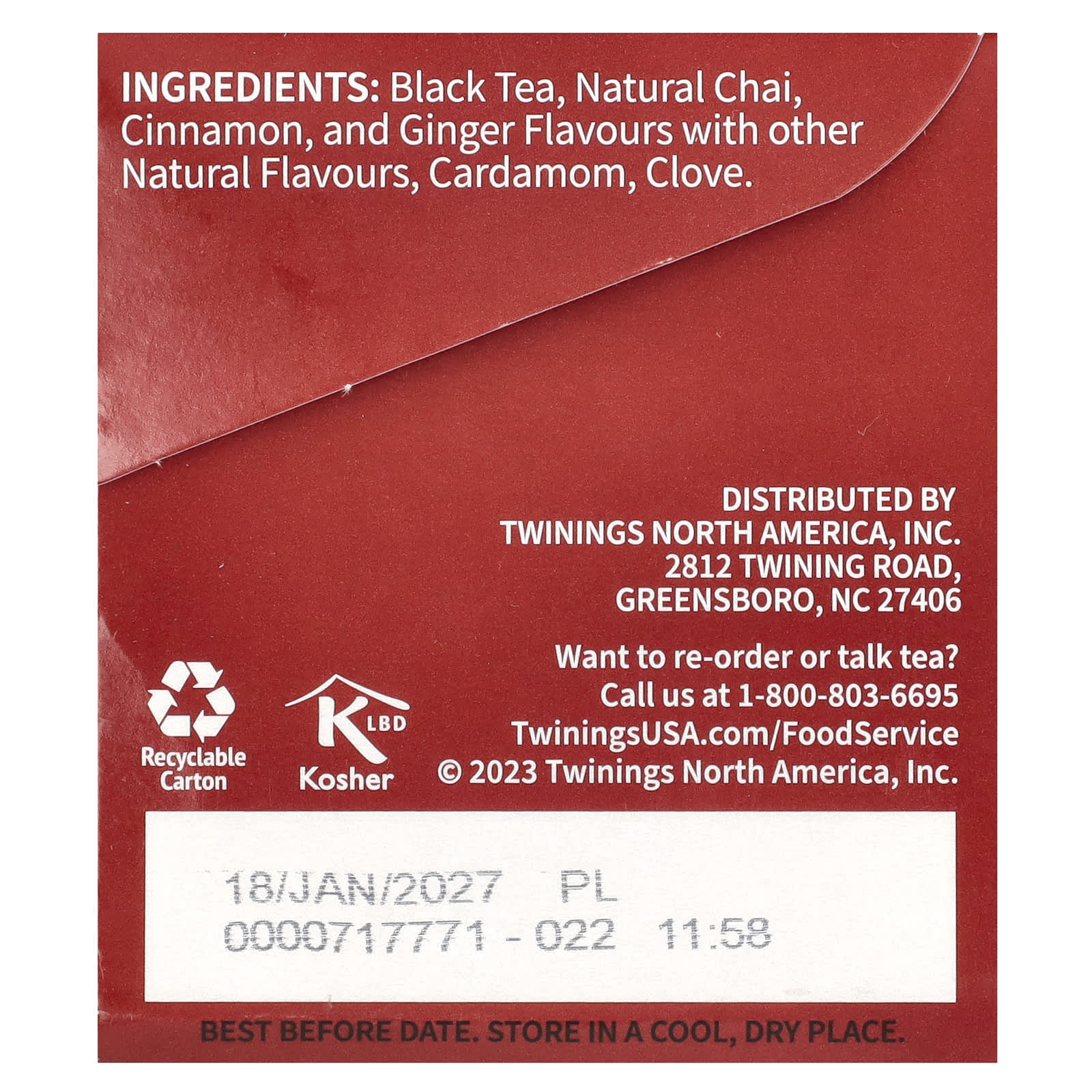 Чай Twinings Flavored Black Chai, оттенок 25 Tea Bags, 50 г, чайные пакетики