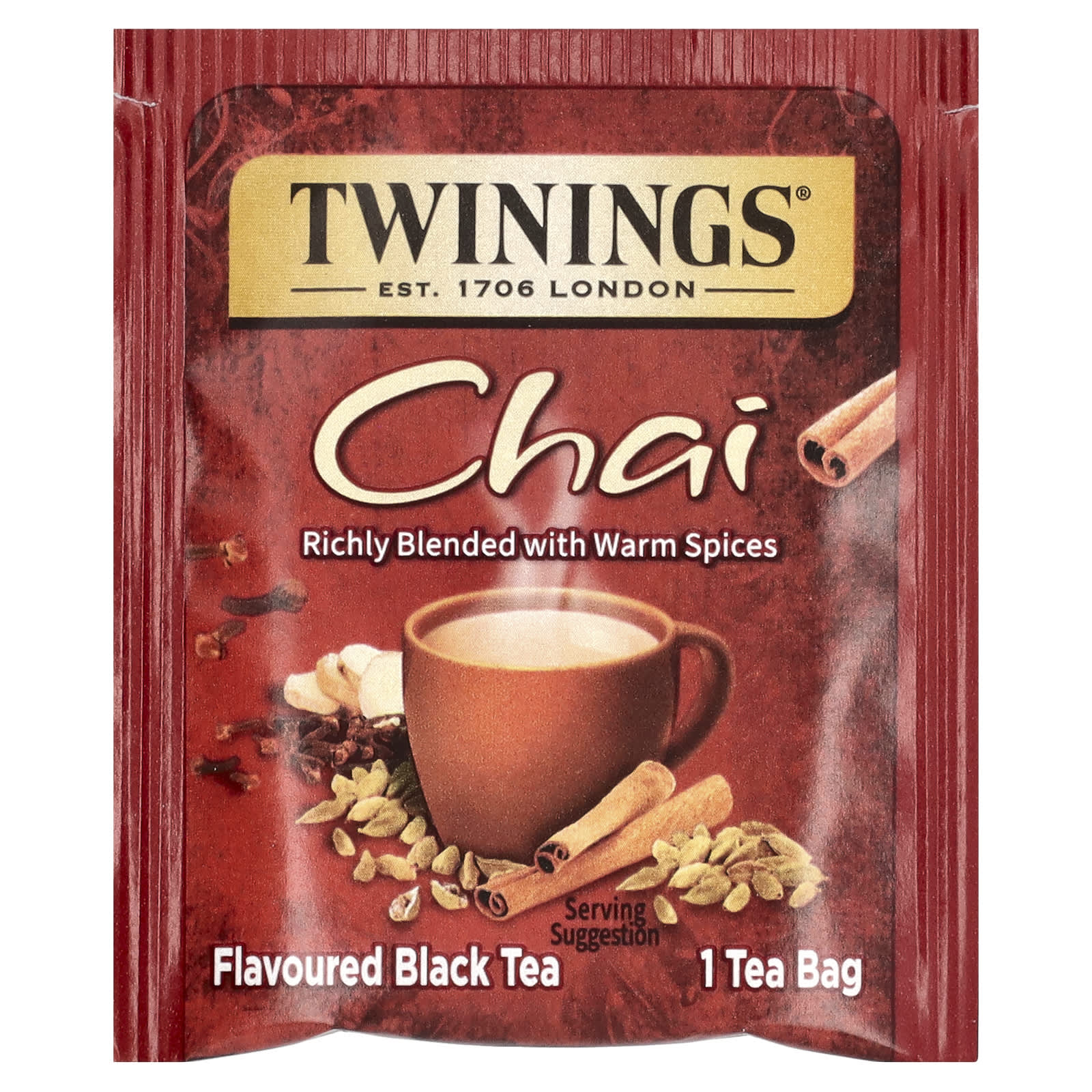 Чай Twinings Flavored Black Chai, оттенок 25 Tea Bags, 50 г, чайные пакетики — фото 2