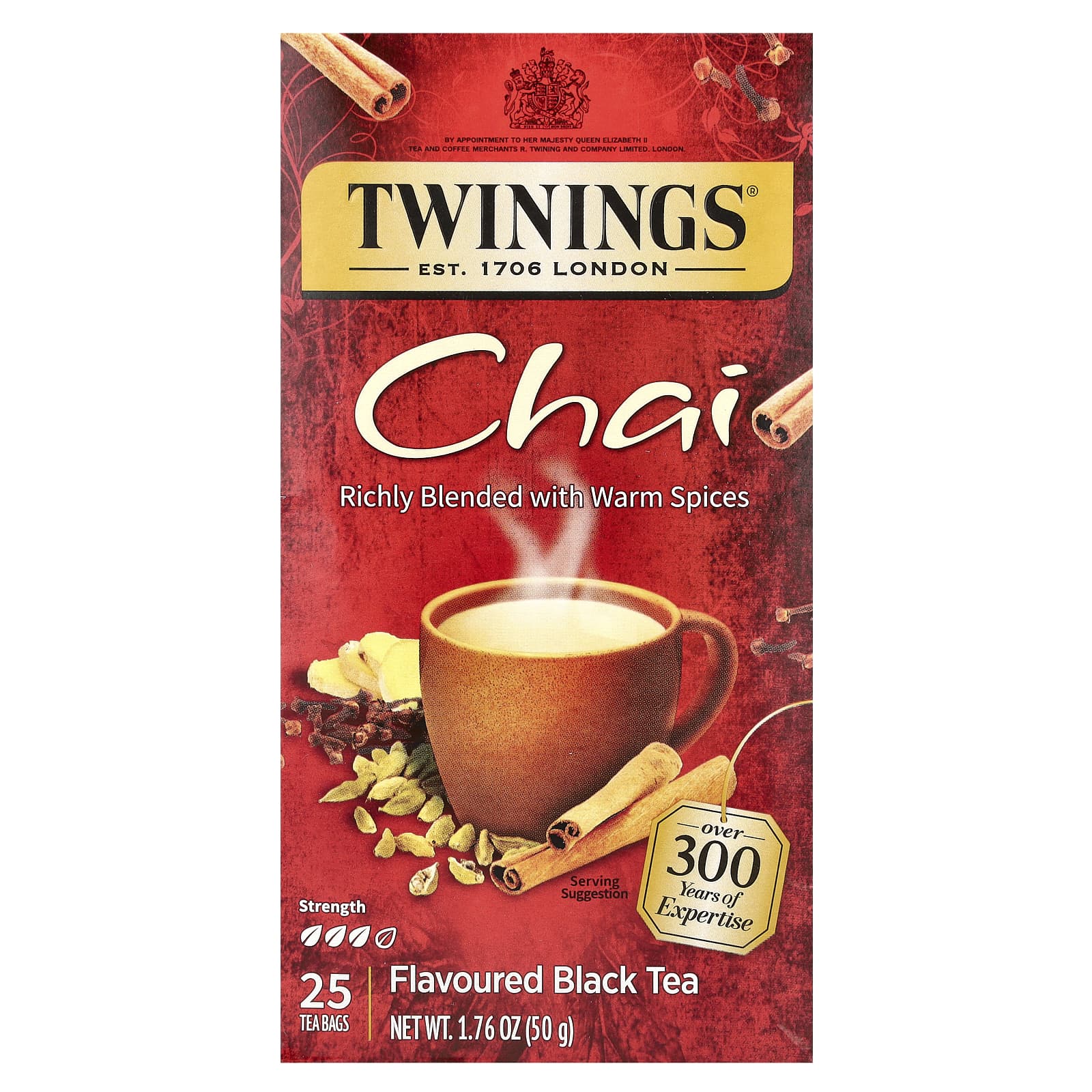 Чай Twinings Flavored Black Chai, оттенок 25 Tea Bags, 50 г, чайные пакетики — фото 3