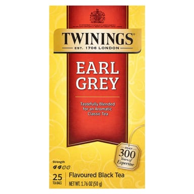 Чай Twinings Flavored Black Earl Grey, 25 чайных пакетиков, 50 г, чайные пакетики