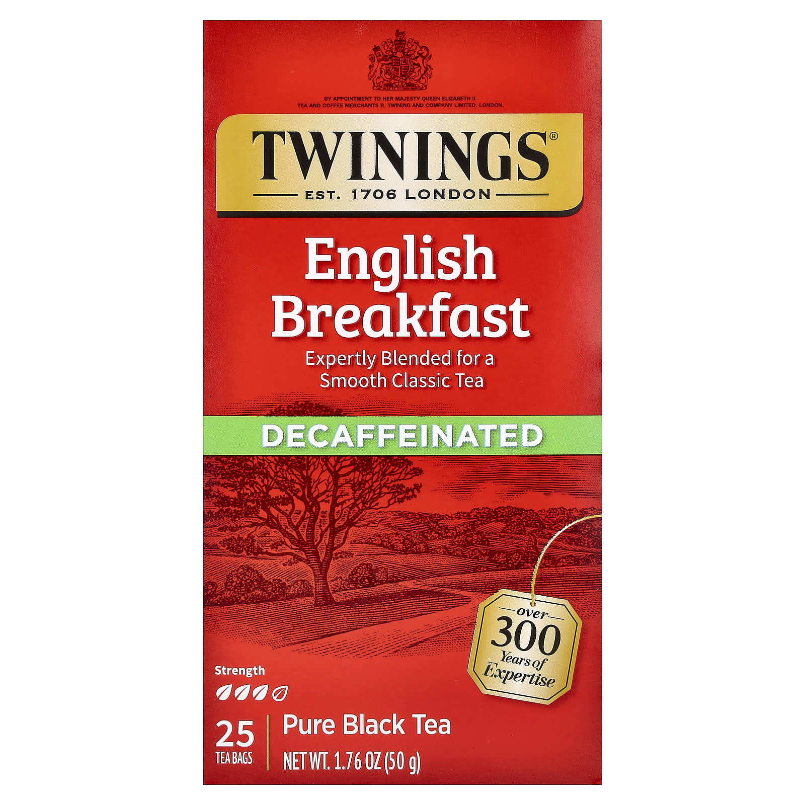 Чай Twinings Pure Black English Breakfast Decaffeinated, оттенок 25 Tea Bags, 50 г, чайные пакетики — фото 3