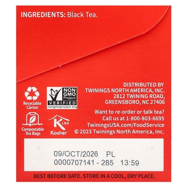 Чай Twinings Pure Black English Breakfast, оттенок 25 Tea Bags, 50 г, чайные пакетики