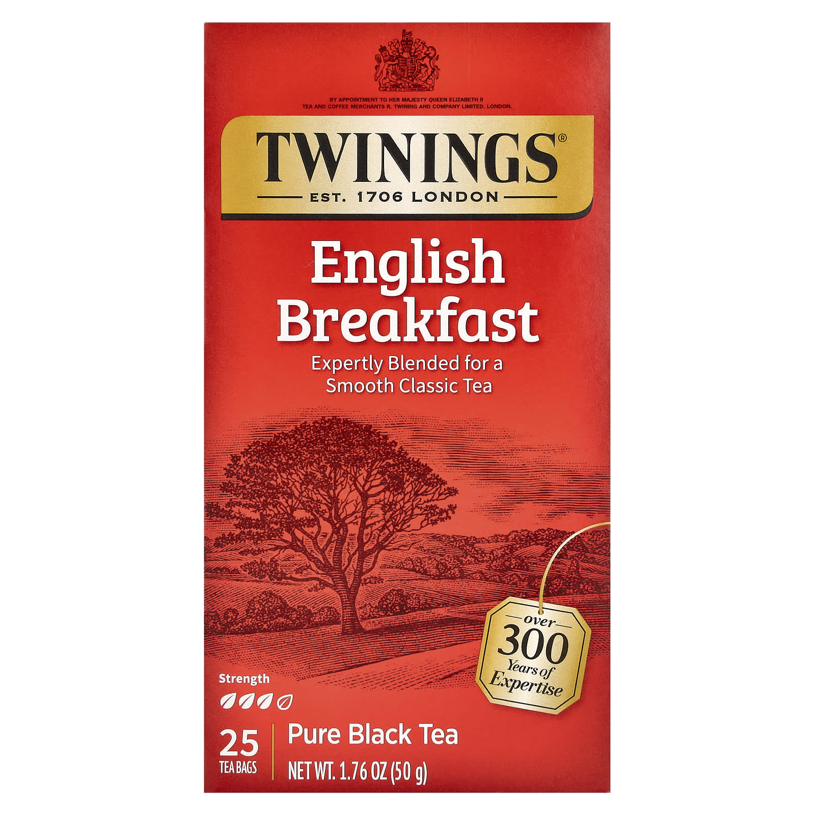 Чай Twinings Pure Black English Breakfast, оттенок 25 Tea Bags, 50 г, чайные пакетики — фото 3
