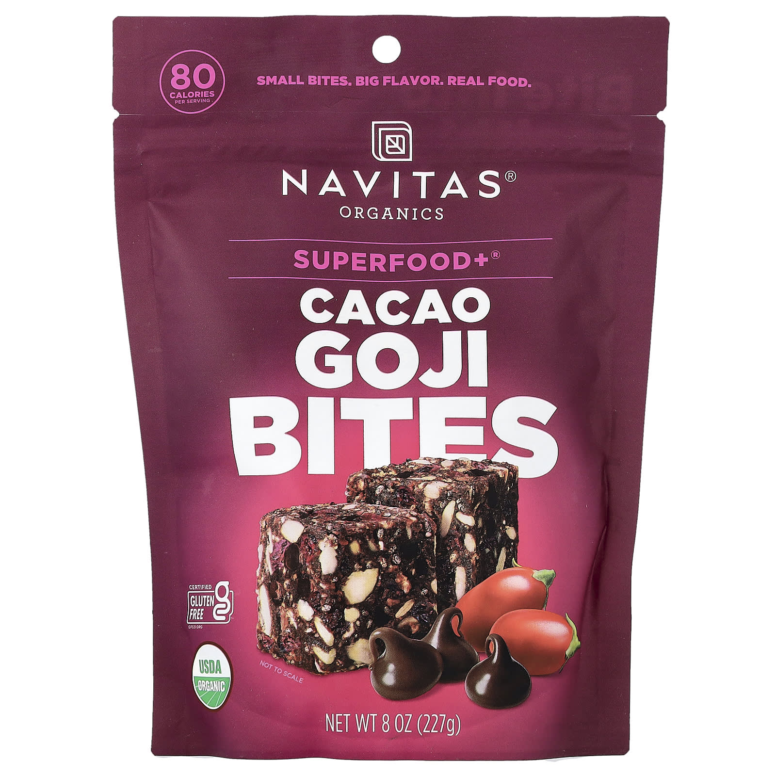 Суперфуд Navitas Organics, Cacao Goji Bites, 227 г