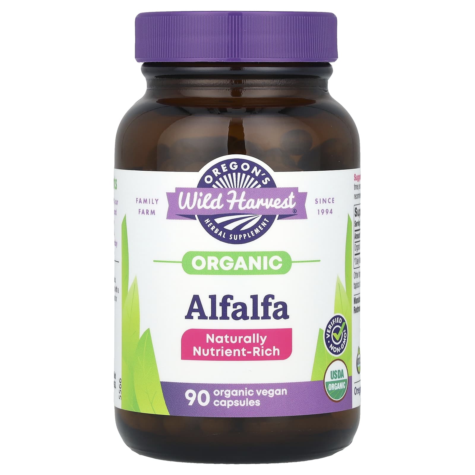 Люцерна Oregon's Wild Harvest Organic, 400 мг, капсулы