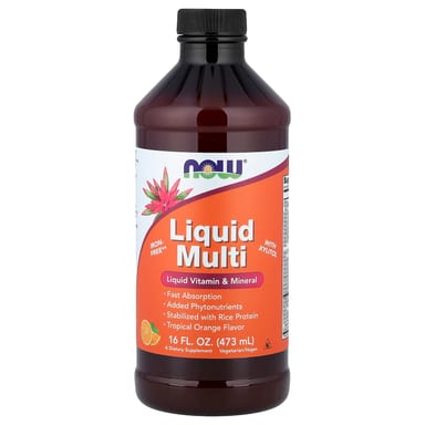 Железо NOW Foods Liquid Multi with Xylitol -Free, вкус Tropical Orange, 473 мл, жидкая форма