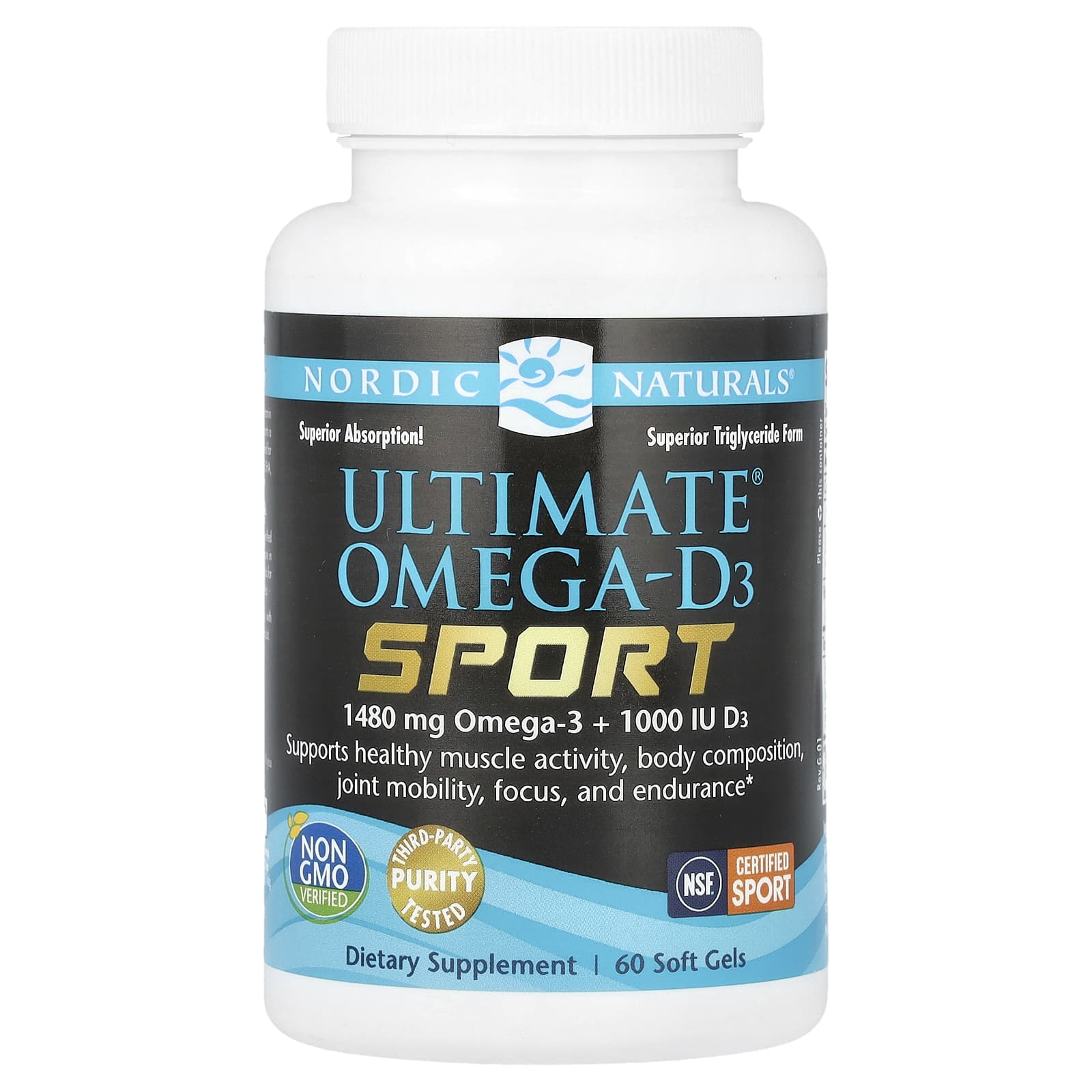 Витамин D3 Nordic Naturals Ultimate Omega®-, оттенок Sport, 60 мягких капсул