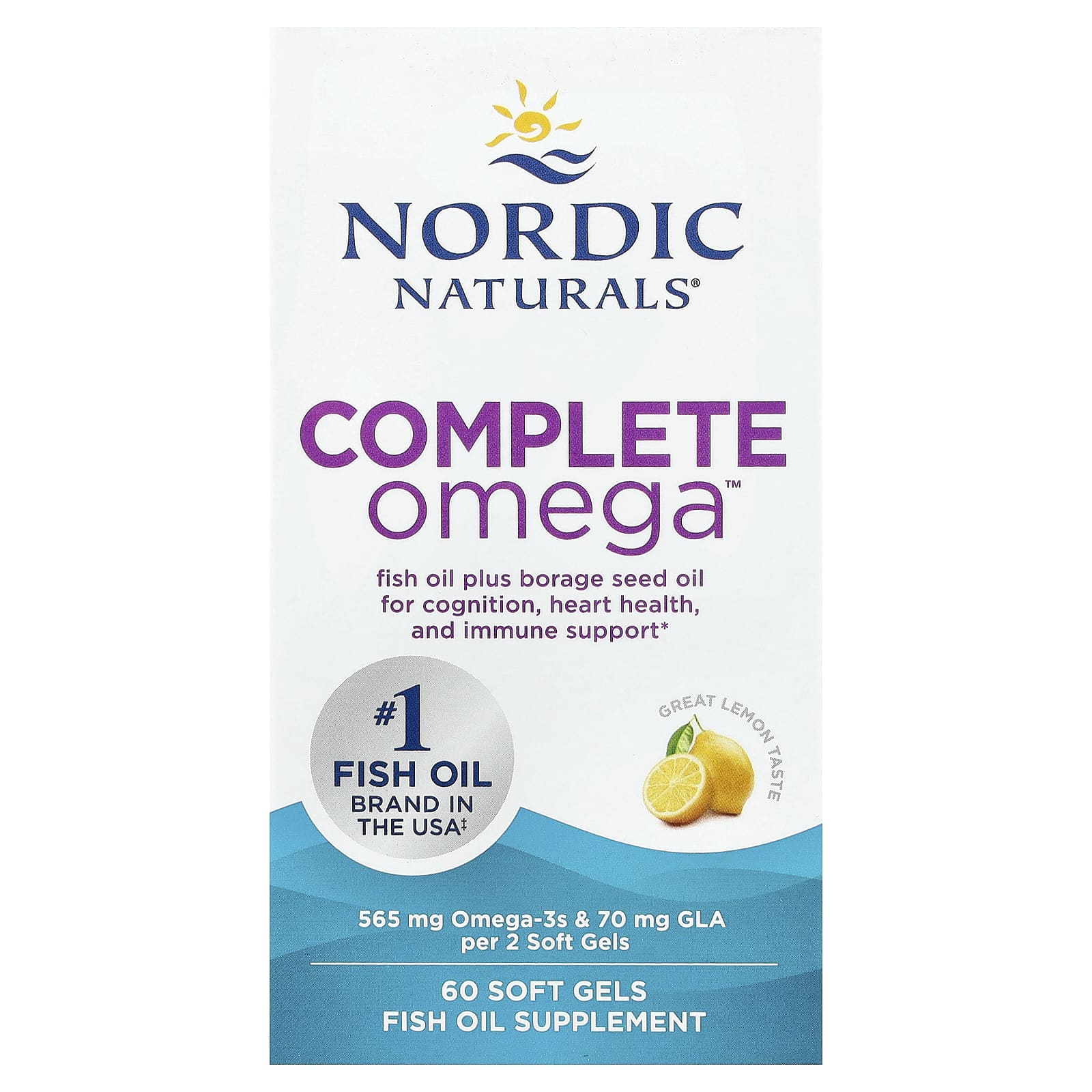 Омега-комплекс Nordic Naturals™, вкус Lemon, 60 мягких капсул — фото 2