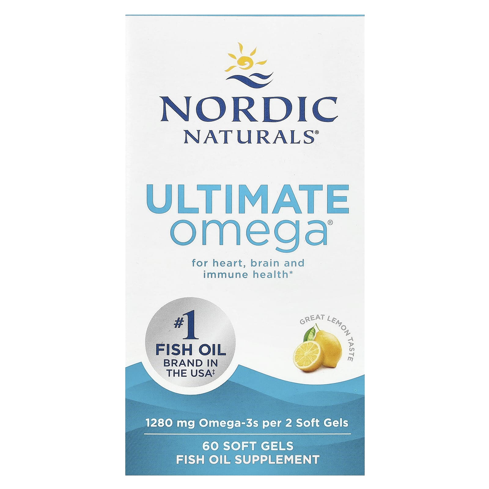 Омега-3 Ultimate Omega Nordic Naturals Ultimate Omega, вкус Lemon, 640 мг, 60 мягких капсул — фото 2