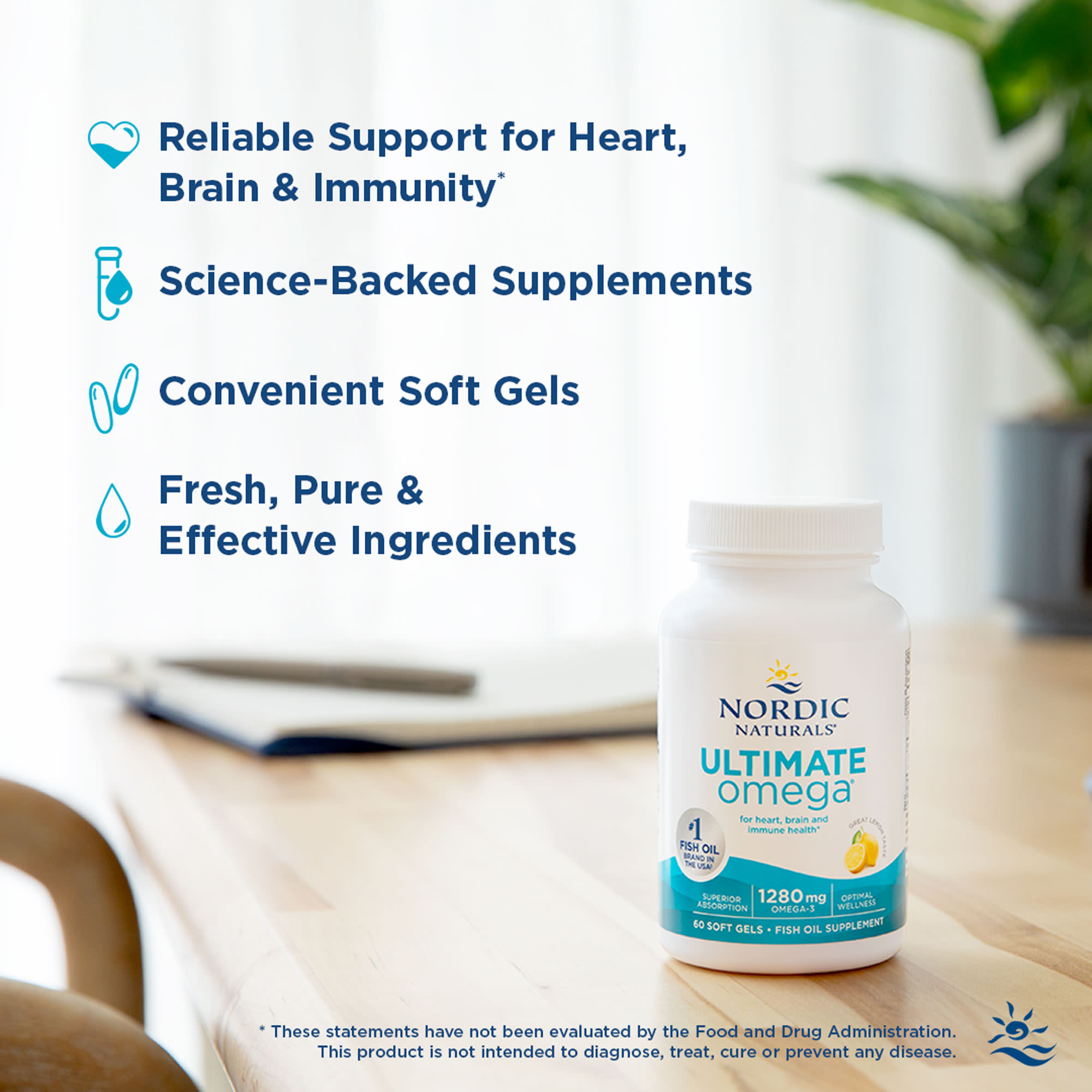 Омега-3 Ultimate Omega Nordic Naturals Ultimate Omega, вкус Lemon, 640 мг, 60 мягких капсул — фото 4