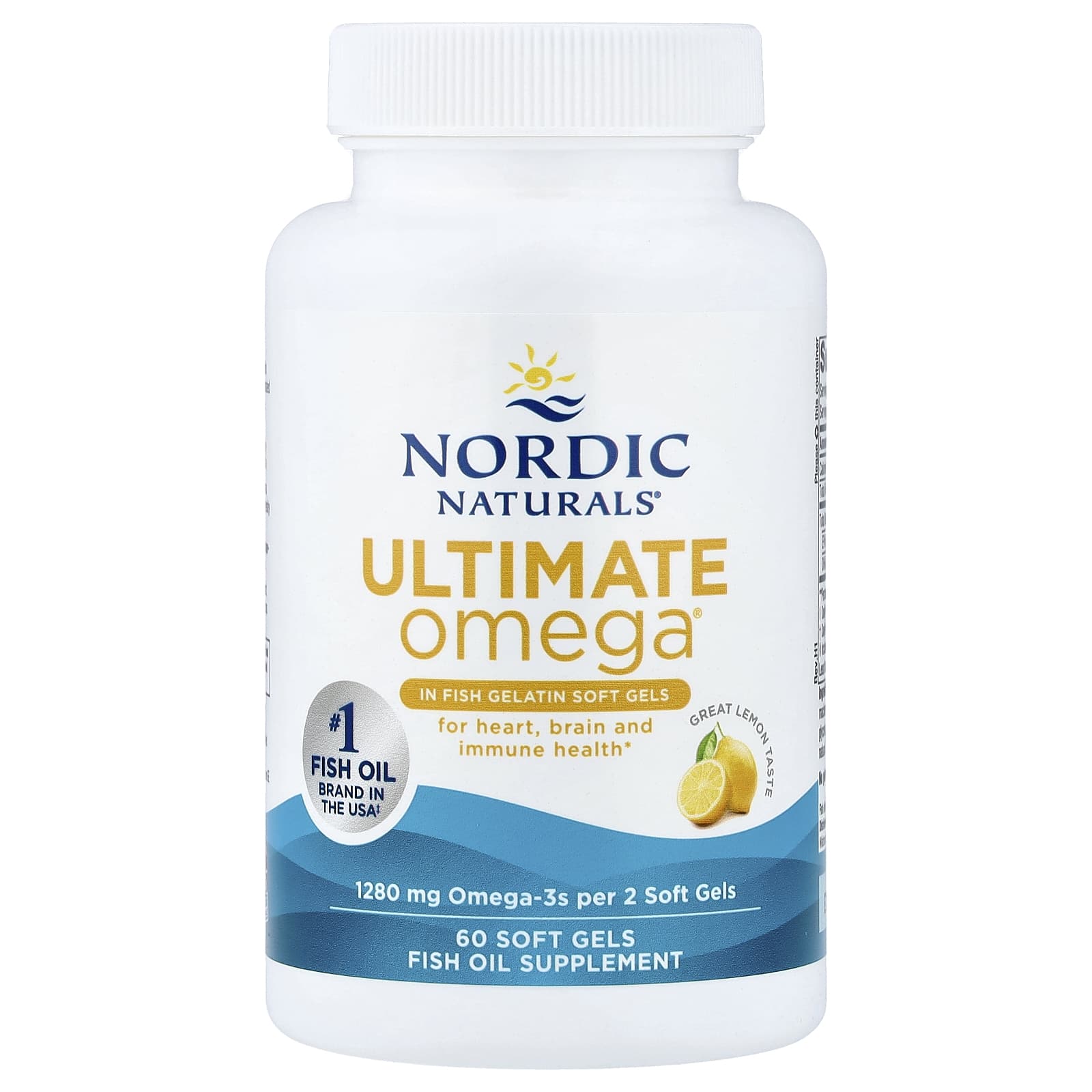 Омега-3 Ultimate Omega Nordic Naturals Ultimate Omega®, вкус Lemon, 640 мг, 60 мягких капсул
