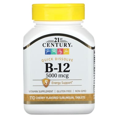 Витамин B12 21st Century, вкус Cherry, 5000 мкг, 110 таблеток