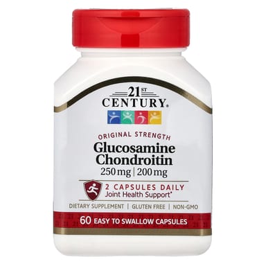 Хондроитин 21st Century Glucosamine 60 Easy To Swallow Capsules, 250 мг, 200 мг, капсулы