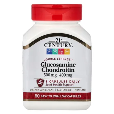 Фото товара: Хондроитин 21st Century Glucosamine 60 Easy To Swallow Capsules, 500 мг, 400 мг, капсулы