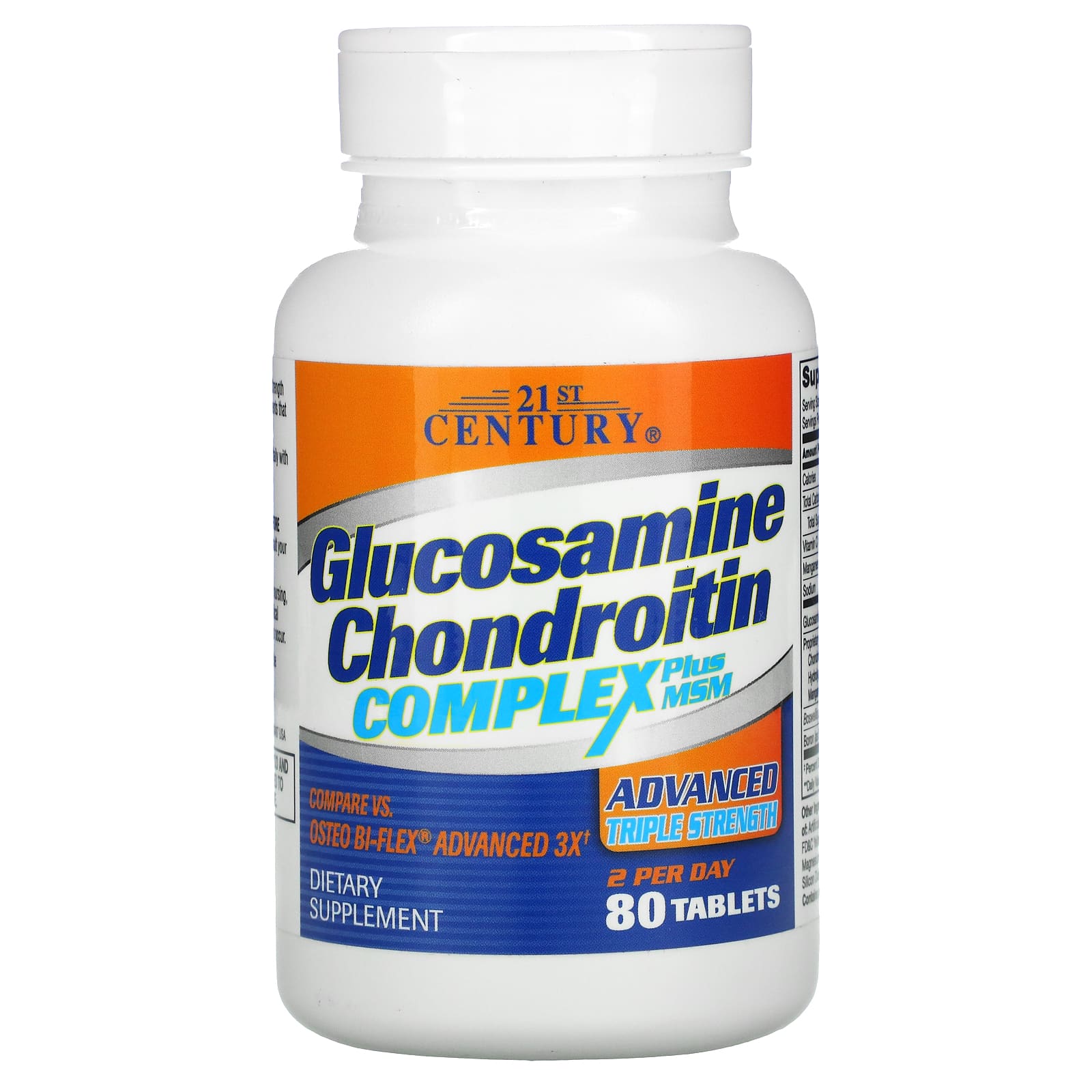 Хондроитин 21st Century Glucosamine Complex plus MSM 80 Coated Tablets, таблетки