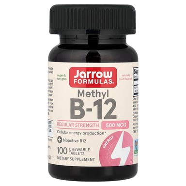 Метил B12 Jarrow Formulas Methyl B-12, оттенок Fruit, 500 мкг, 100 жевательных таблеток