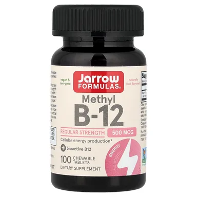 Фото товара: Метил B12 Jarrow Formulas Methyl B-12, вкус «фрукты», 500 мкг, 100 жевательных таблеток