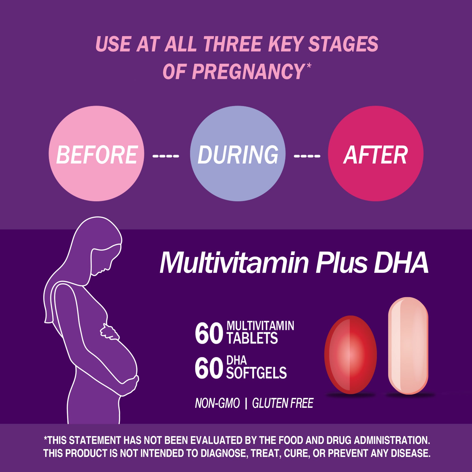 Мультивитамины 21st Century Prenatal Plus DHA 2 Bottles, 60 мягких капсул, 60 таблеток — фото 2