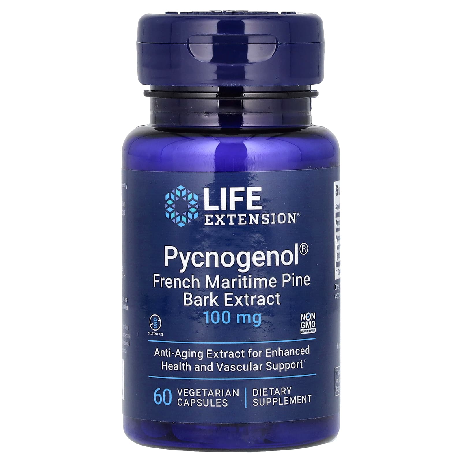 Пикногенол Life Extension French Maritime Pine Bark Extract, 100 мг, 60 растительных капсул
